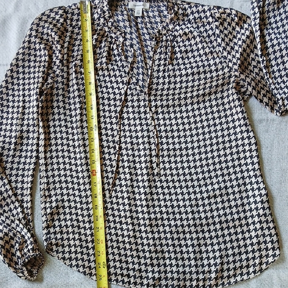 Elegant Houndstooth Blouse in Black and Cream Sz S/P - Picture 6 of 8